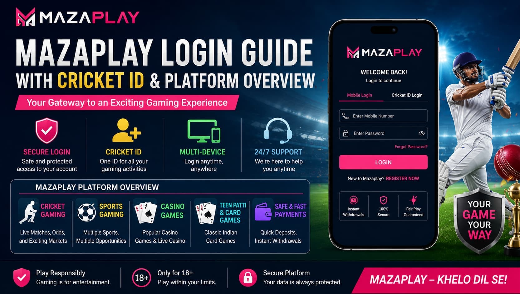 Mazaplay Login & Cricket ID Guide; Official Website, Features & Games