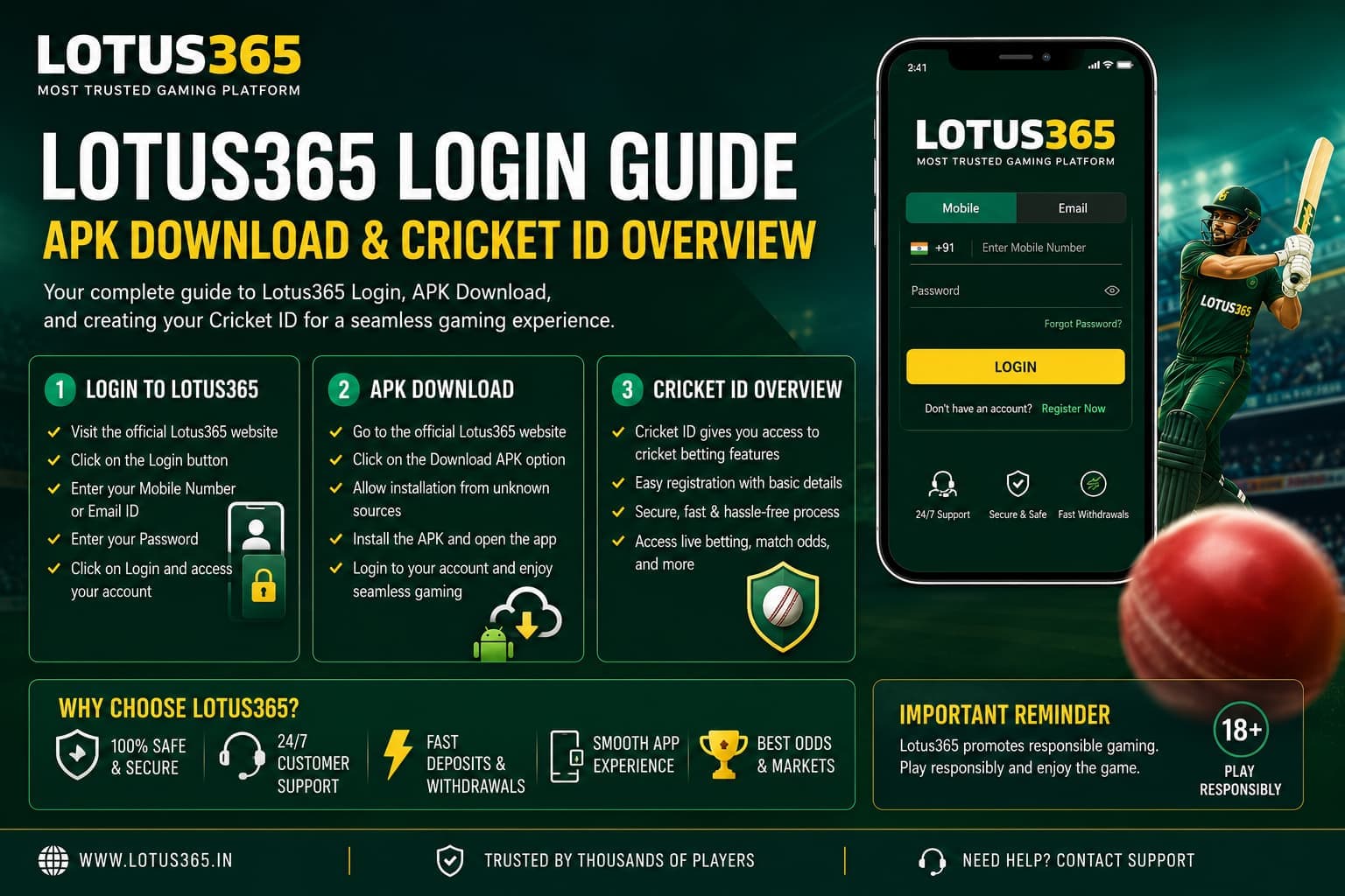 Lotus365 Login, APK Download & Cricket ID Guide; App & Features