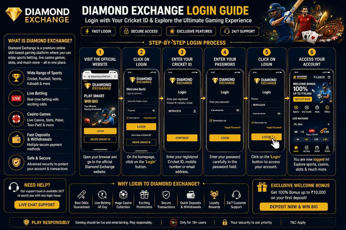 Diamond Exchange Login & ID Guide; Registration, Features & Games